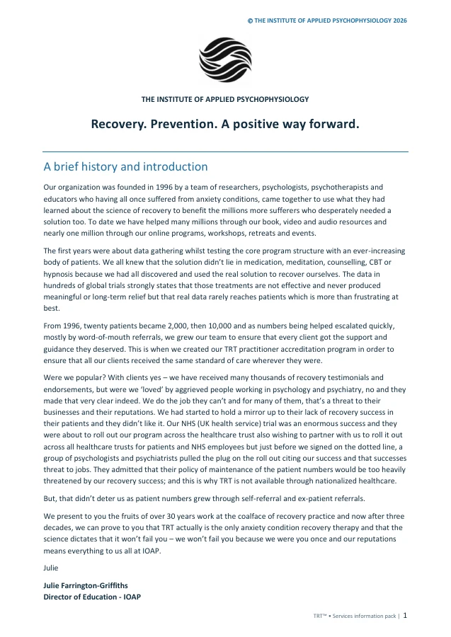 Cover of the Institute services Info Pack
