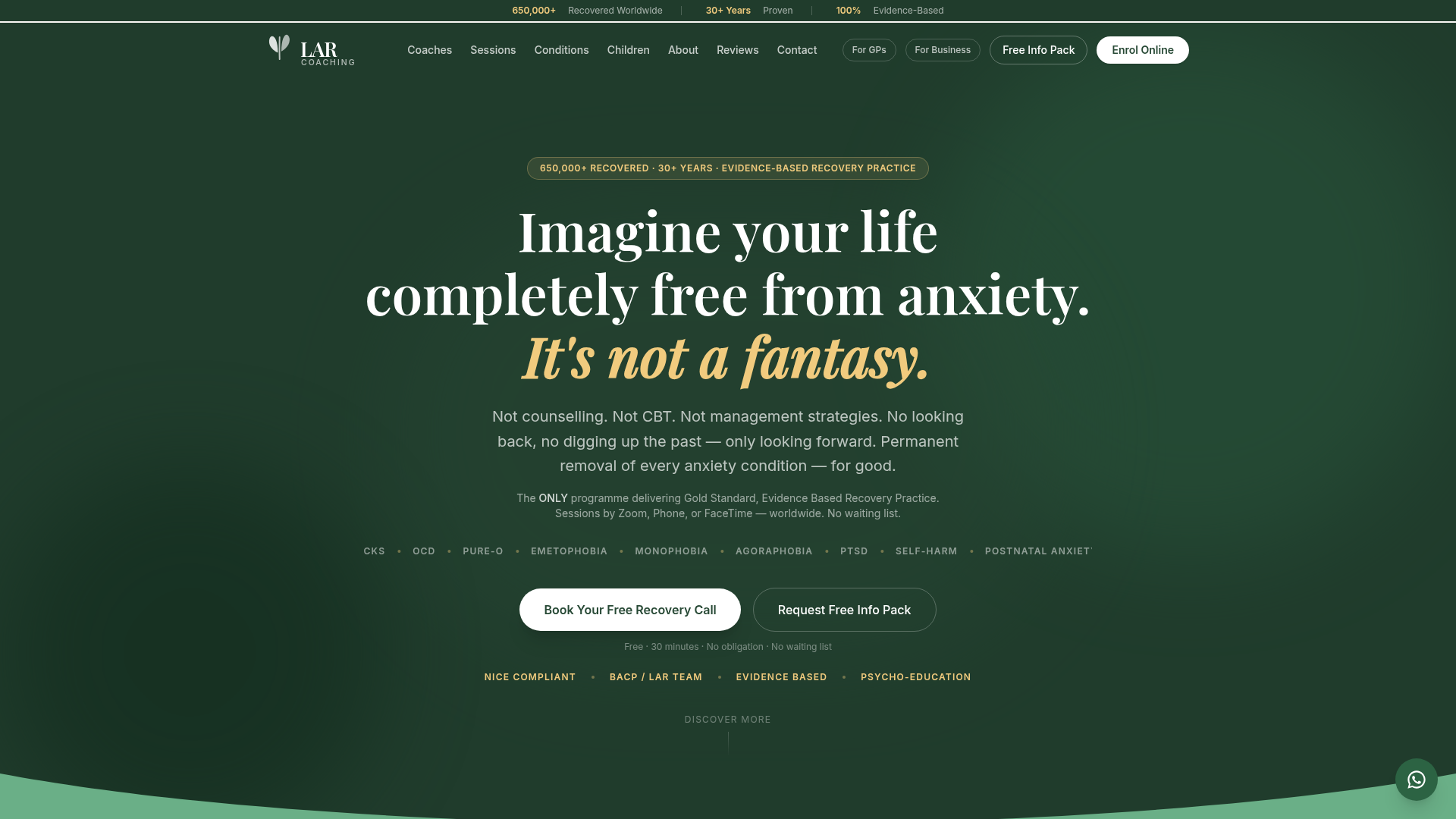 Linden Anxiety Recovery website